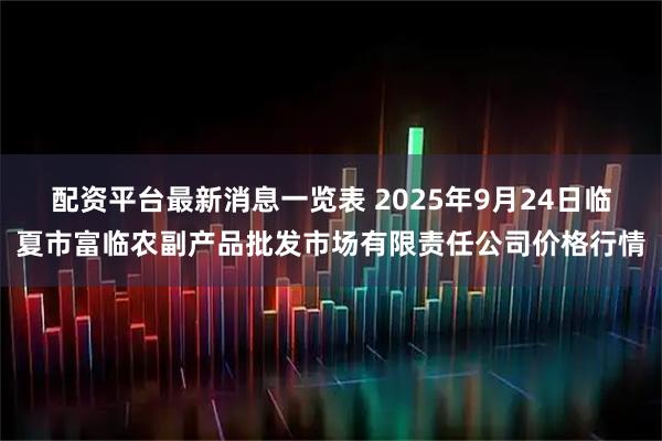 配资平台最新消息一览表 2025年9月24日临夏市富临农副产品批发市场有限责任公司价格行情