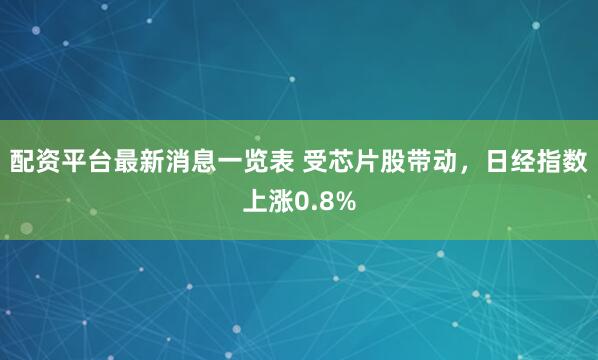 配资平台最新消息一览表 受芯片股带动，日经指数上涨0.8%